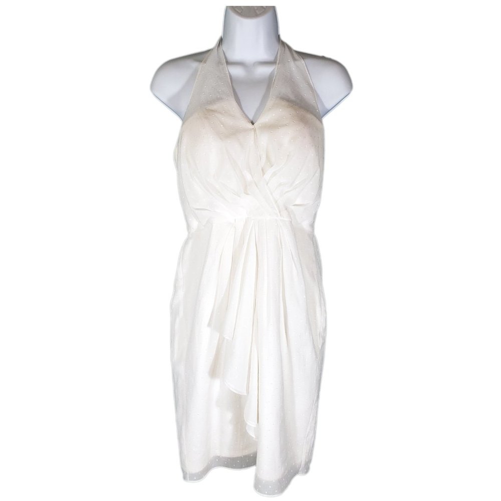 Vince Camuto White Halter Swiss Dot Dress Women's Size 6